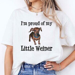 Funny Wiener Dog Meme T Shirt Proud Of My Little Weiner Graphic Retro Humor  73